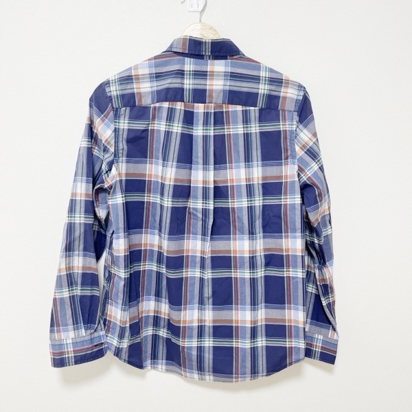  Ralph Lauren RalphLauren long sleeve shirt blouse - navy × gray × multi lady's check pattern / embroidery tops 