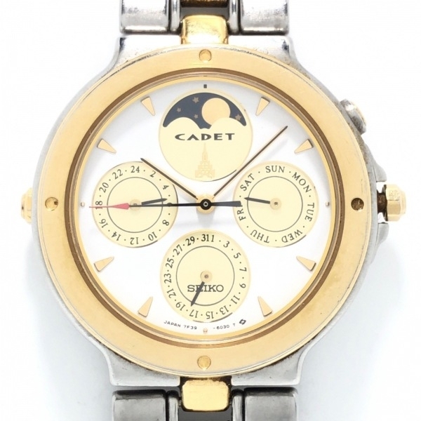 SEIKO(セイコー) 腕時計 CADET(カデット) 7F39-6050 レディース ムーンフェイズ/クロノグラフ 白の画像1