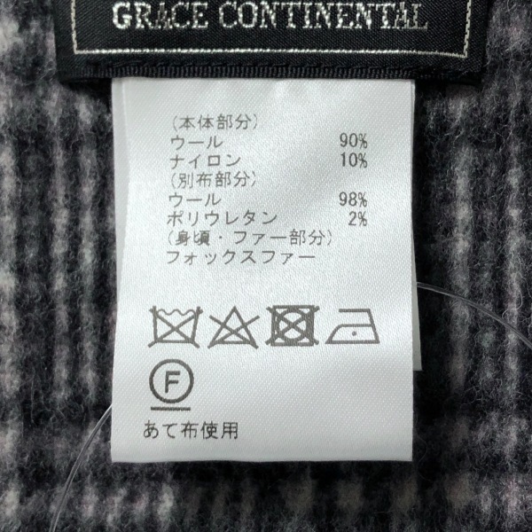  Grace Continental GRACE CONTINENTAL poncho size 36 S - red × black × multi lady's fox / check pattern / winter beautiful goods 
