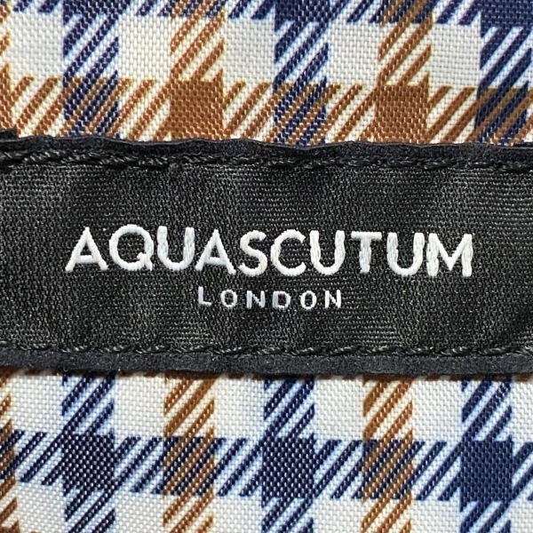 アクアスキュータム Aquascutum トートバッグ - キャンバス×レザー 黒×白 刺繍 バッグ_画像8