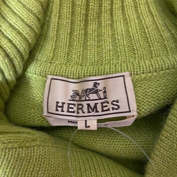 エルメス HERMES 長袖セーター/ニット サイズL - イエローグリーン×ライトグレー×マルチ メンズ その他 襟/カシミヤ トップス_画像3