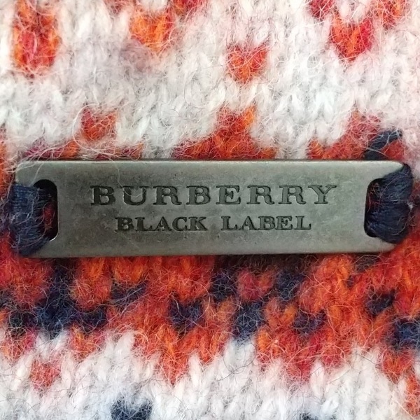 バーバリーブラックレーベル Burberry Black Label カーディガン サイズ2 M - ウール、ナイロン ネイビー×オレンジ×マルチ メンズ 長袖_画像9