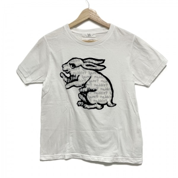 ワイズ Y's 半袖Tシャツ サイズ3 L YD-T99-879 - 白×黒 レディース クルーネック/うさぎ/be anxiousコラボ/12AW トップスの画像1