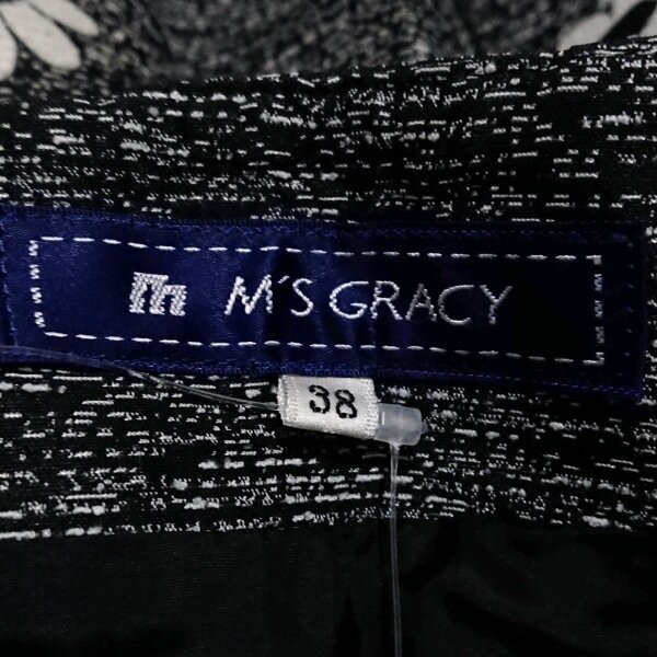 エムズグレイシー M'S GRACY スカート サイズ38 M - ダークグレー×白×黒 レディース ひざ丈/花柄 美品 ボトムス_画像3