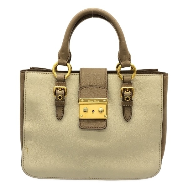  MiuMiu miumiu tote bag RN799Cma gong s leather ivory × beige bag 