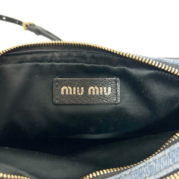  MiuMiu miumiu сумка на плечо - Denim × кожа темно-синий × чёрный Mini сумка сумка 