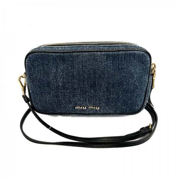  MiuMiu miumiu сумка на плечо - Denim × кожа темно-синий × чёрный Mini сумка сумка 
