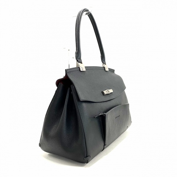  Long Champ LONGCHAMP handbag Madeleine leather black lady's beautiful goods bag 