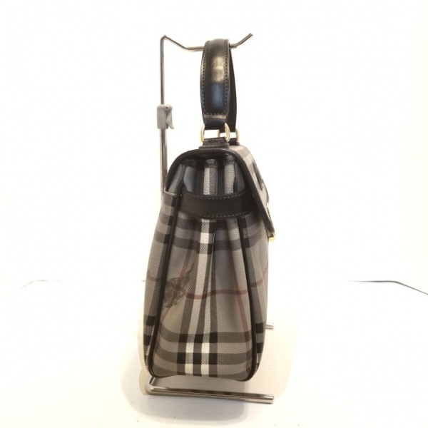 バーバリーズ Burberry's ハンドバッグ - PVC(塩化ビニール)×レザー ライトグレー×黒×マルチ チェック柄 バッグ_画像2