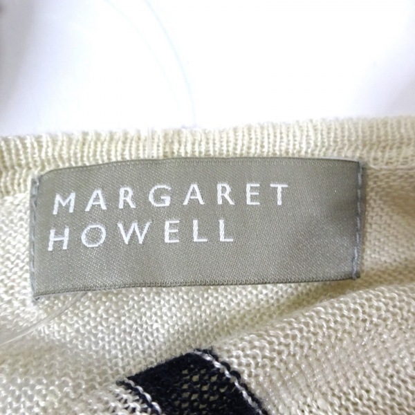 マーガレットハウエル MargaretHowell 長袖カットソー サイズ2 M - アイボリー×黒 メンズ クルーネック/ボーダー トップス_画像3