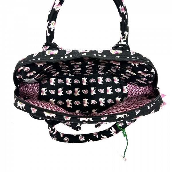 ベラブラッドリー Vera Bradley ハンドバッグ - コットン 黒×ピンク×マルチ ペイズリー柄/ゾウ/キルティング 美品 バッグの画像7