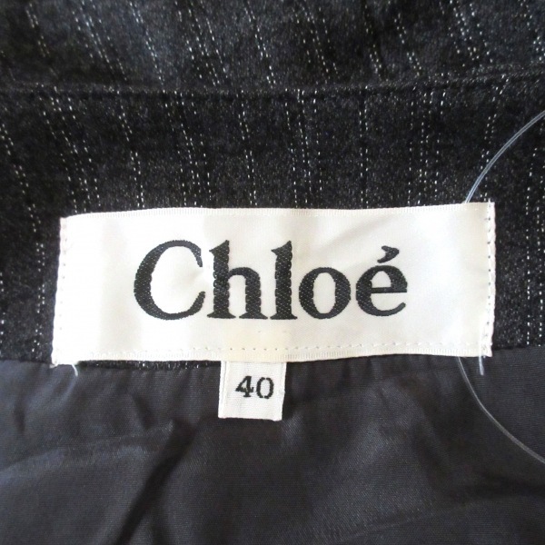  Chloe Chloe size 40 M - dark gray lady's long sleeve / stripe / spring jacket 