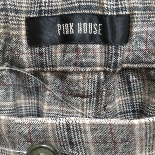 ピンクハウス PINK HOUSE パンツ サイズL - グレー×レッド×マルチ レディース クロップド(半端丈)/チェック柄/フリル ボトムスの画像3