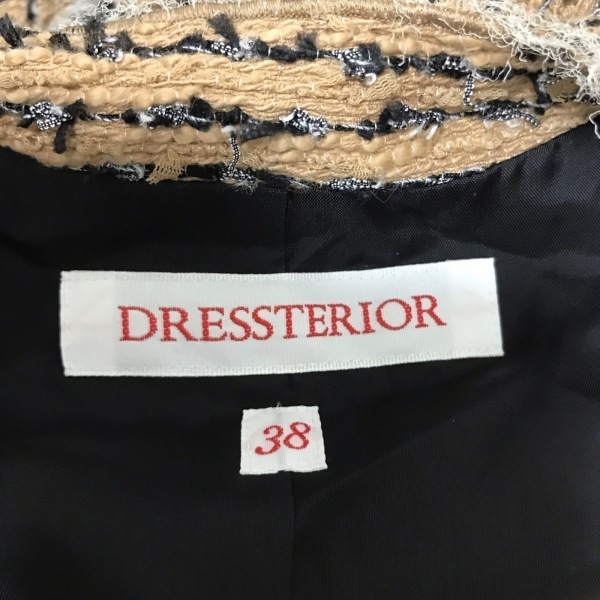 ドレステリア DRESSTERIOR スカートセットアップ サイズ38 M ベージュ×黒 レディース ボーダー/ツイード/春・秋物 レディーススーツ_画像3