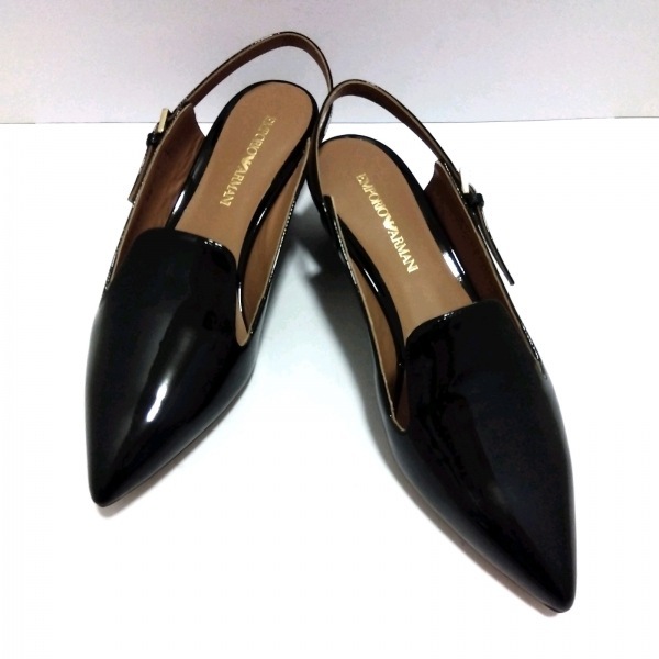  Emporio Armani EMPORIOARMANI сандалии 38 - эмаль ( кожа ) чёрный женский прекрасный товар обувь 