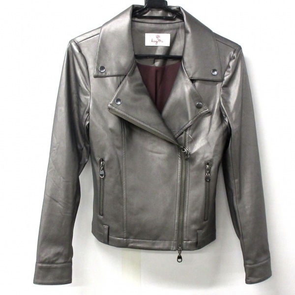  Kei mi-kayme rider's jacket size 7 S - silver lady's long sleeve / short / Zip up / spring / autumn jacket 