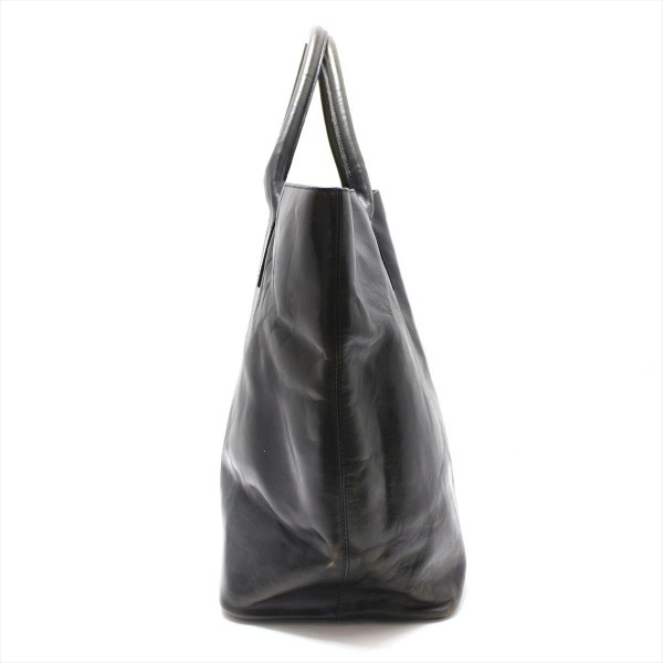  Hirofu HIROFU tote bag leather black Logo equipped bag 