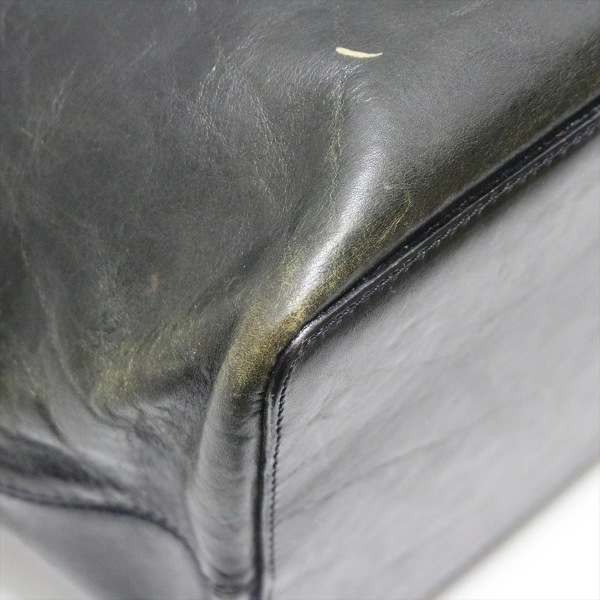  Hirofu HIROFU tote bag leather black Logo equipped bag 