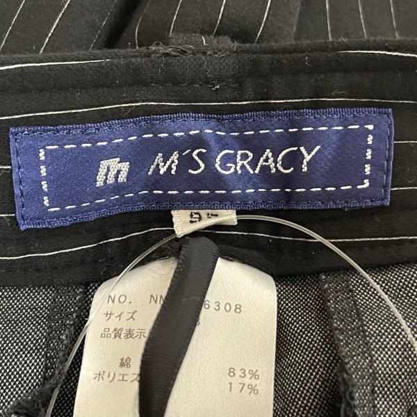 エムズグレイシー M'S GRACY パンツ サイズ38 M - 黒×白 レディース フルレングス/ストライプ ボトムス_画像3