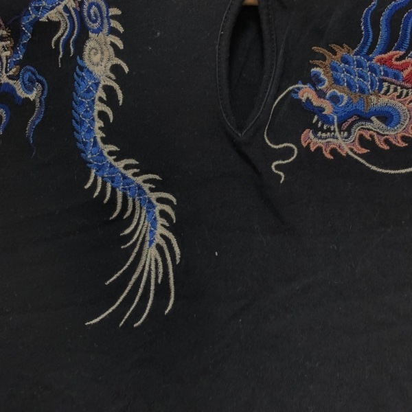 ヴィヴィアンタム VIVIENNE TAM 半袖カットソー サイズ2 S - 黒×ブルー×マルチ レディース 刺繍/ラメ/ドラゴン(龍) トップス_画像6