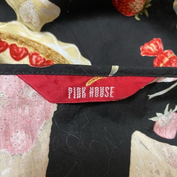 ピンクハウス PINK HOUSE - 黒×レッド×マルチ レディース 七分袖/ロング/イチゴ/フリル ワンピースの画像3