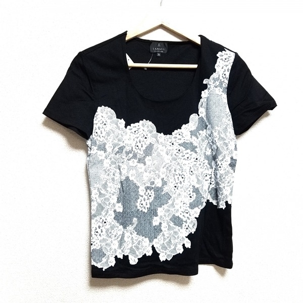 ランバンコレクション LANVIN COLLECTION 半袖Tシャツ サイズ38 M - 黒×白 レディース クルーネック トップス_画像1