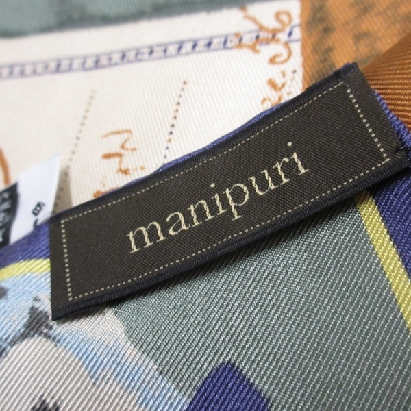 マニプリ manipuri - グリーン×アイボリー×マルチ 新品同様 スカーフの画像2