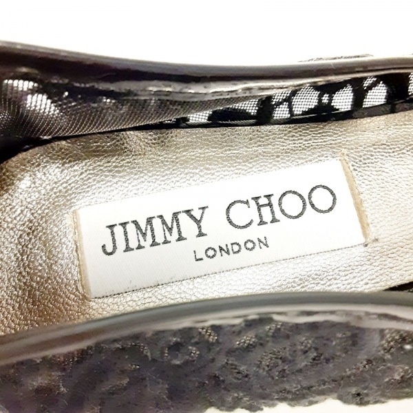 ジミーチュウ JIMMY CHOO フラットシューズ 36 1/2 - エナメル（レザー）×化学繊維 黒 レディース リボン/レース 靴_画像5