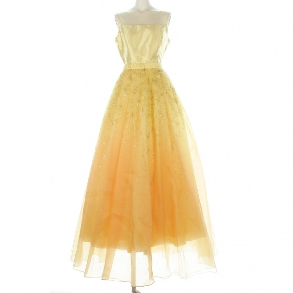 emeaimer dress size 9 M - yellow × orange lady's lame / long height beautiful goods One-piece 