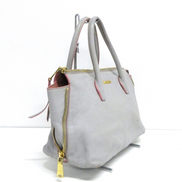  MiuMiu miumiu handbag 5BB016 - leather light gray bag 