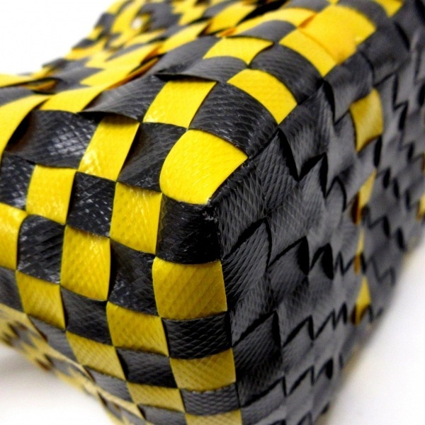  Marni MARNI tote bag - poly- Pro pi Len × vinyl × leather dark yellow × black × clear basket bag / knitting bag 