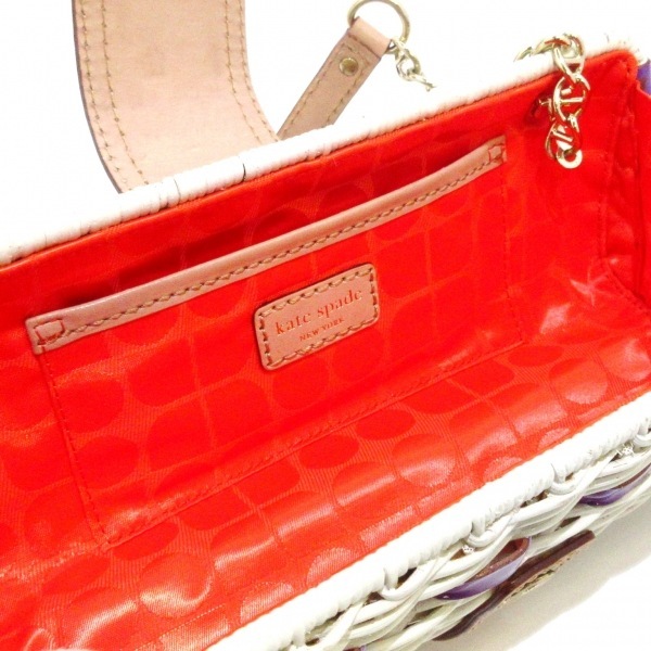 ケイトスペード Kate spade ショルダーバッグ PXRU1541 - ラタン×エナメル（レザー）×レザー アイボリー×ベージュ×マルチ バッグ_画像7