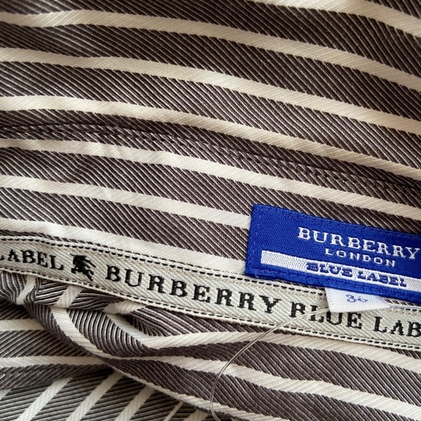 バーバリーブルーレーベル Burberry Blue Label 半袖シャツブラウス サイズ36 S - ダークグレー×白 レディース ストライプ トップス_画像7