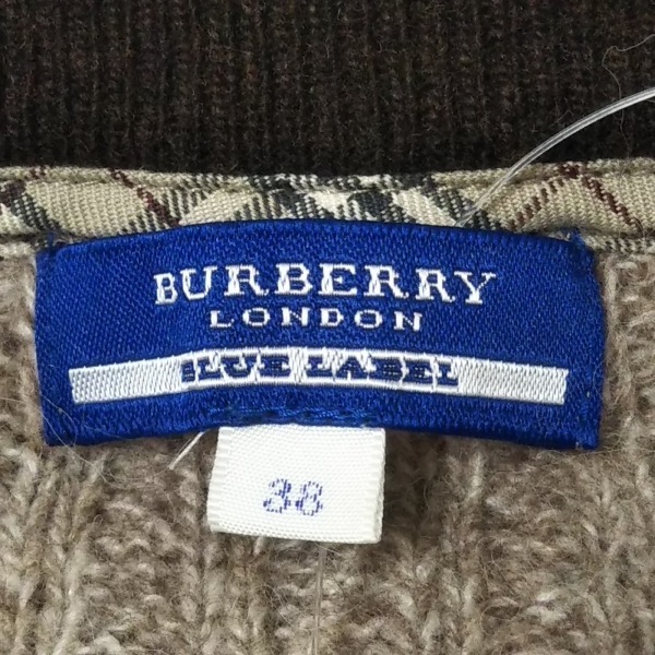 バーバリーブルーレーベル Burberry Blue Label 長袖セーター/ニット サイズ38 M - シルク、羊毛 ベージュ×ダークブラウン レディース_画像3