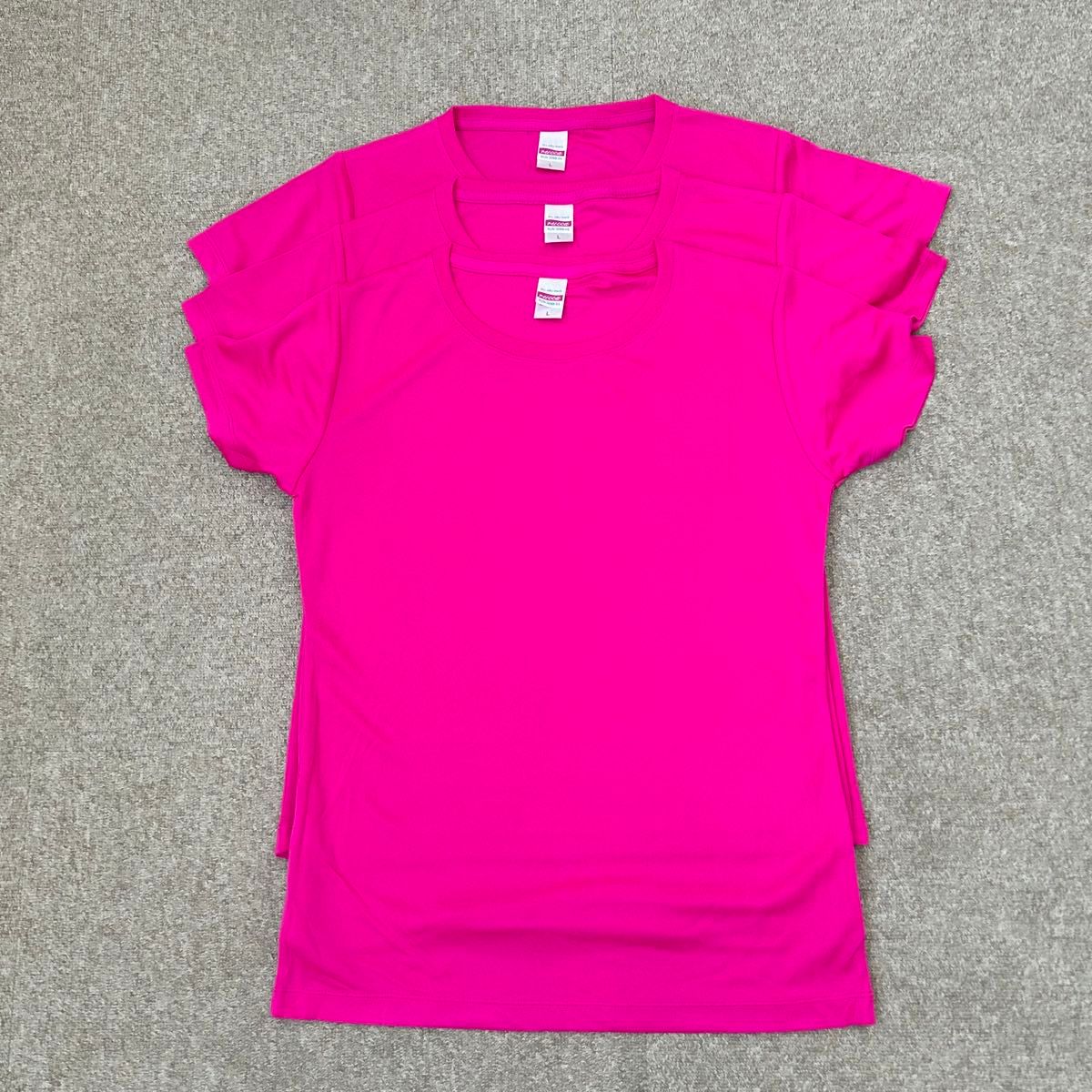 rucca 4.7オンス ドライシルキータッチ Ｘライン Tシャツ ピンク Lサイズ 3枚セット Tee