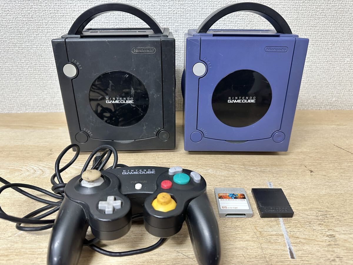 A847 Nintendo nintendo Game Cube DOL-001(JP N) body 2 controller 1 point memory card 2 sheets electrification verification only Junk 