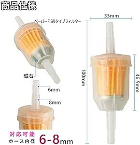 LIKENNY 汎用タイプ燃料フィルター 車＆バイク ガソリンフィルター ホース内径 6mm ～ 8mm に対応 錆びキャッチ オ_画像2