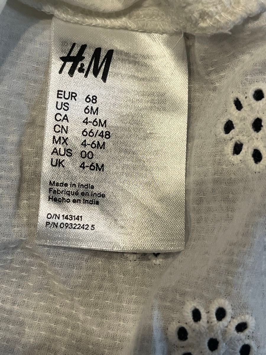 H&M トップス ＋ パンツ 2点セット ノースリーブ 短パン ホワイト ベビー 幼児 子ども服