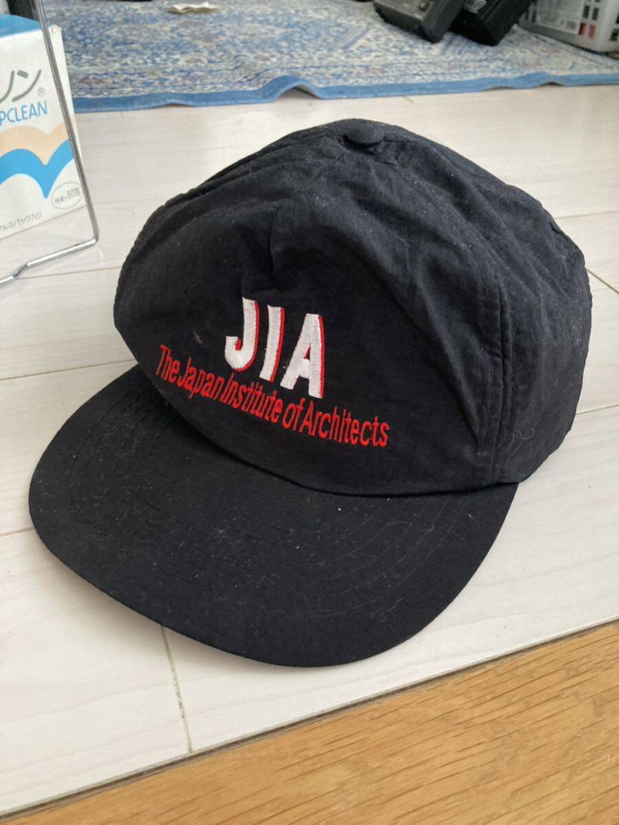 旧デザイン 廃盤モデル JIA 日本建築家協会 The Japan Institute of Architectsキャップ CAP 帽子 レトロ ブラック 黒 刺繍_画像1