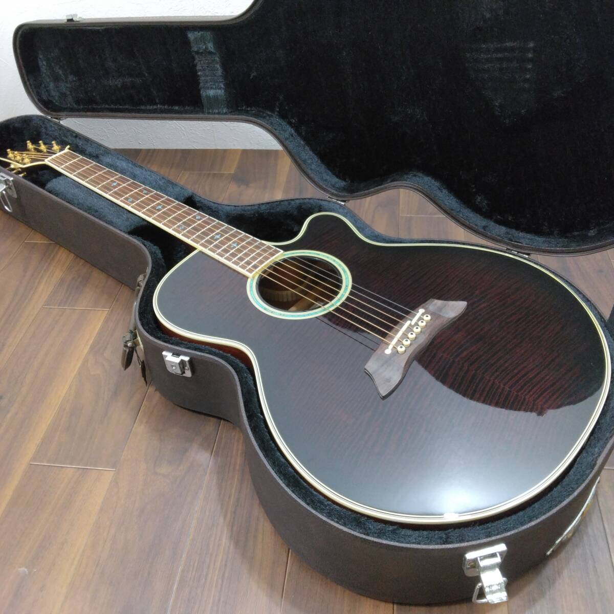 送料無料! Takamine PT-108 タカミネ エレアコ アコースティックギター ハードケース付属 修理や部品取りに ジャンク品の画像1