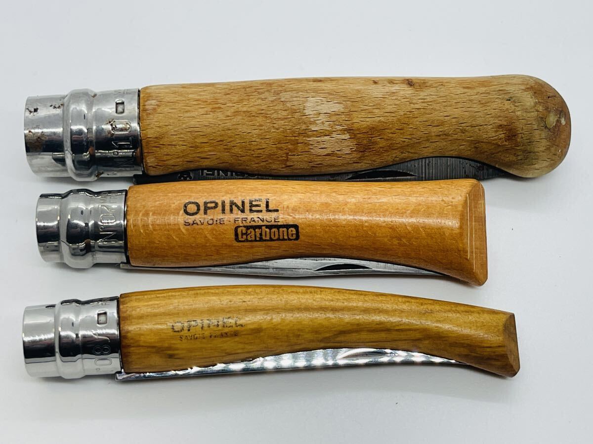 OPINEL Carbone ナイフ オピネル 折りたたみナイフ キャンプ アウトドア 3本 フランス製 まとめ 当時物 現状品 の画像4