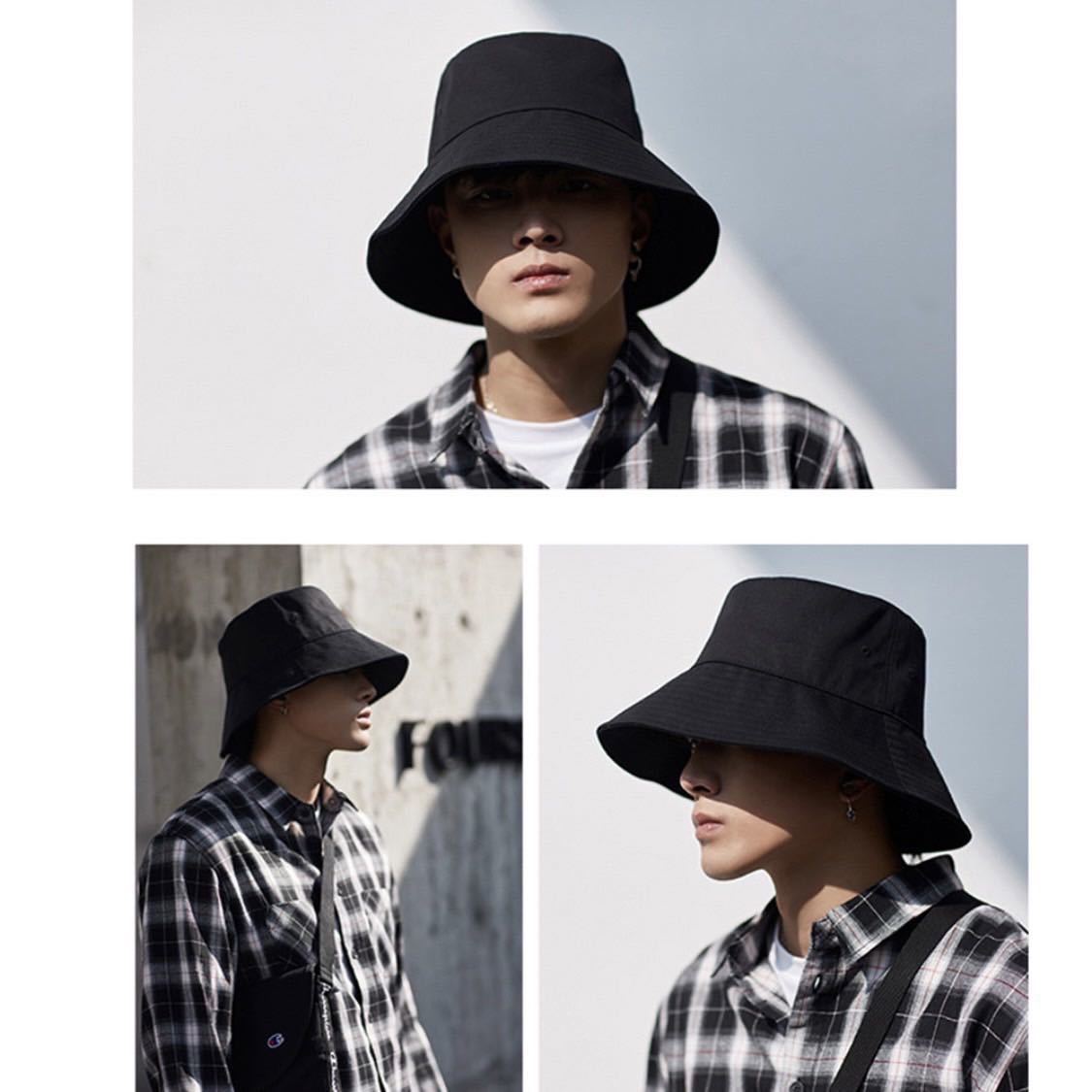 バケットハット ブラック メンズ 帽子 ハット フリーサイズ 無地 シンプルの画像4