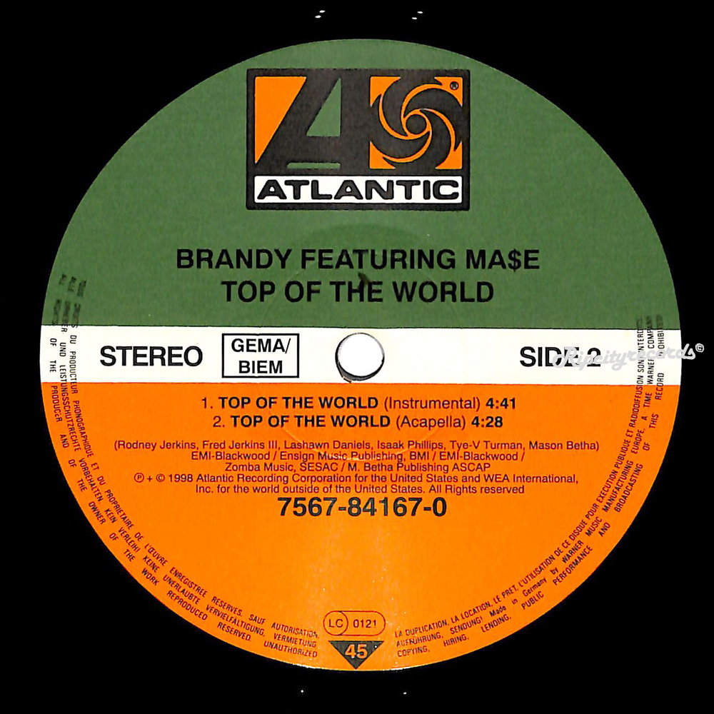 【レコード/洋③】BRANDY /TOP OF THE WORLD feat. MASE_画像4