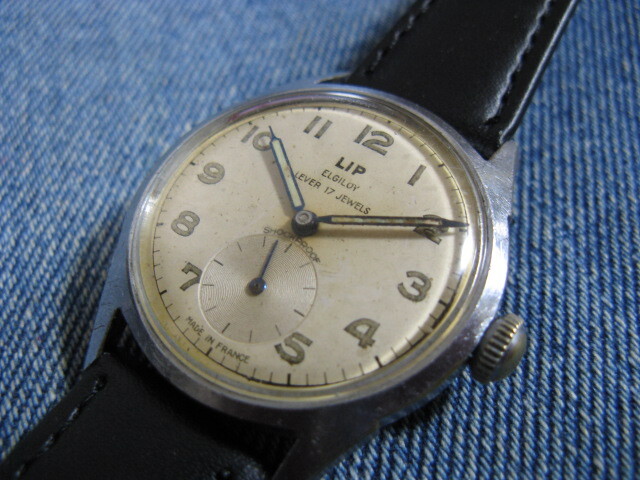 1950年代 LIP リップ ミリタリー MADE IN FRANCE フランス製アンティーク手巻腕時計 稼働品 注油済みの画像3