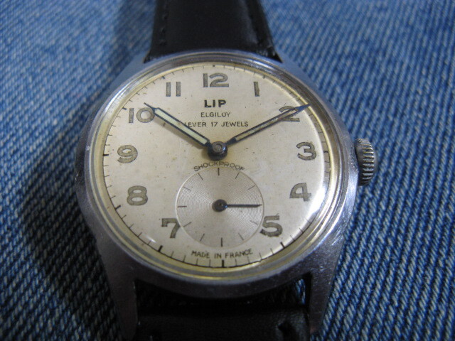 1950年代 LIP リップ ミリタリー MADE IN FRANCE フランス製アンティーク手巻腕時計 稼働品 注油済みの画像2