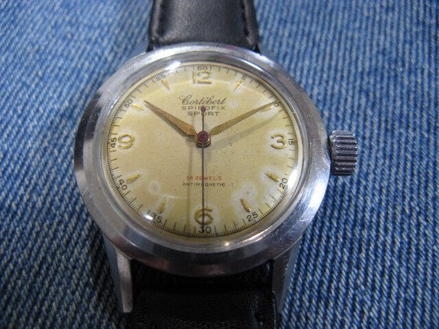 1940年代 Cortebert オールSS 33ｍｍ スイス製アンティーク手巻腕時計 稼働品 注油済み 