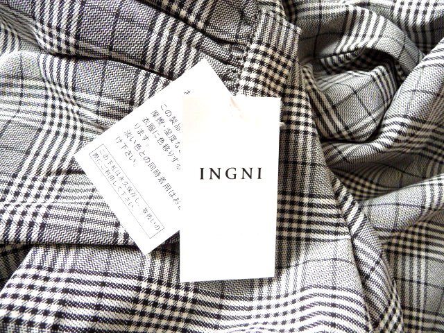  new goods regular price 5390 jpy INGNI wing check pattern car - ring blouse shirt tops long sleeve 