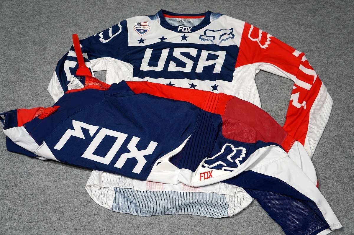 FOX RACING オフロードジャージ 上下セット USAロゴ 上：XL 下：34インチ？ USED美品の画像1