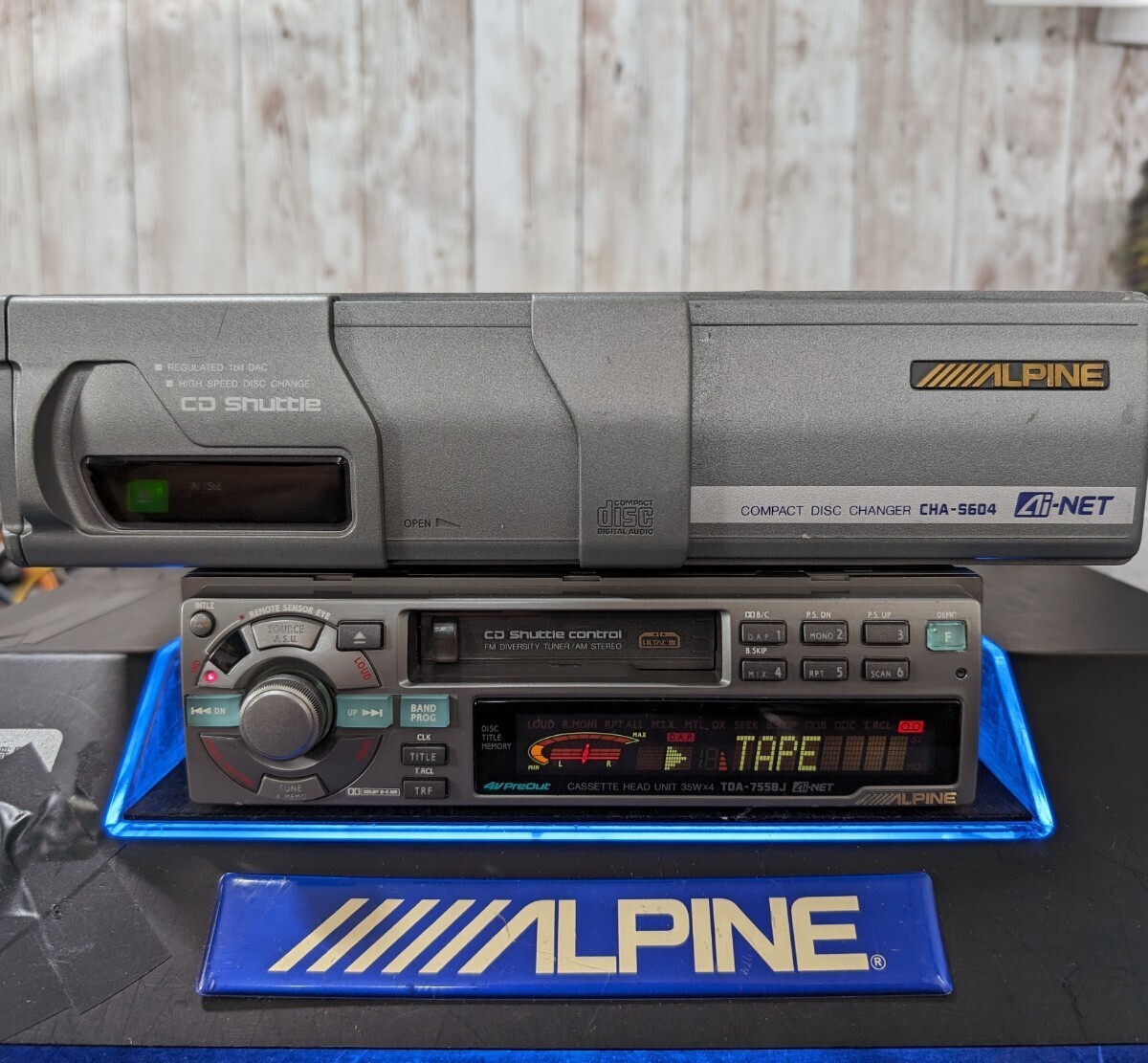 Alpine Luxury Machine TDA-7558J CHA-S604 CD CASSETT TAPL DOLBY BC NR OLD CAR SHOWA HEISEI ALPINE