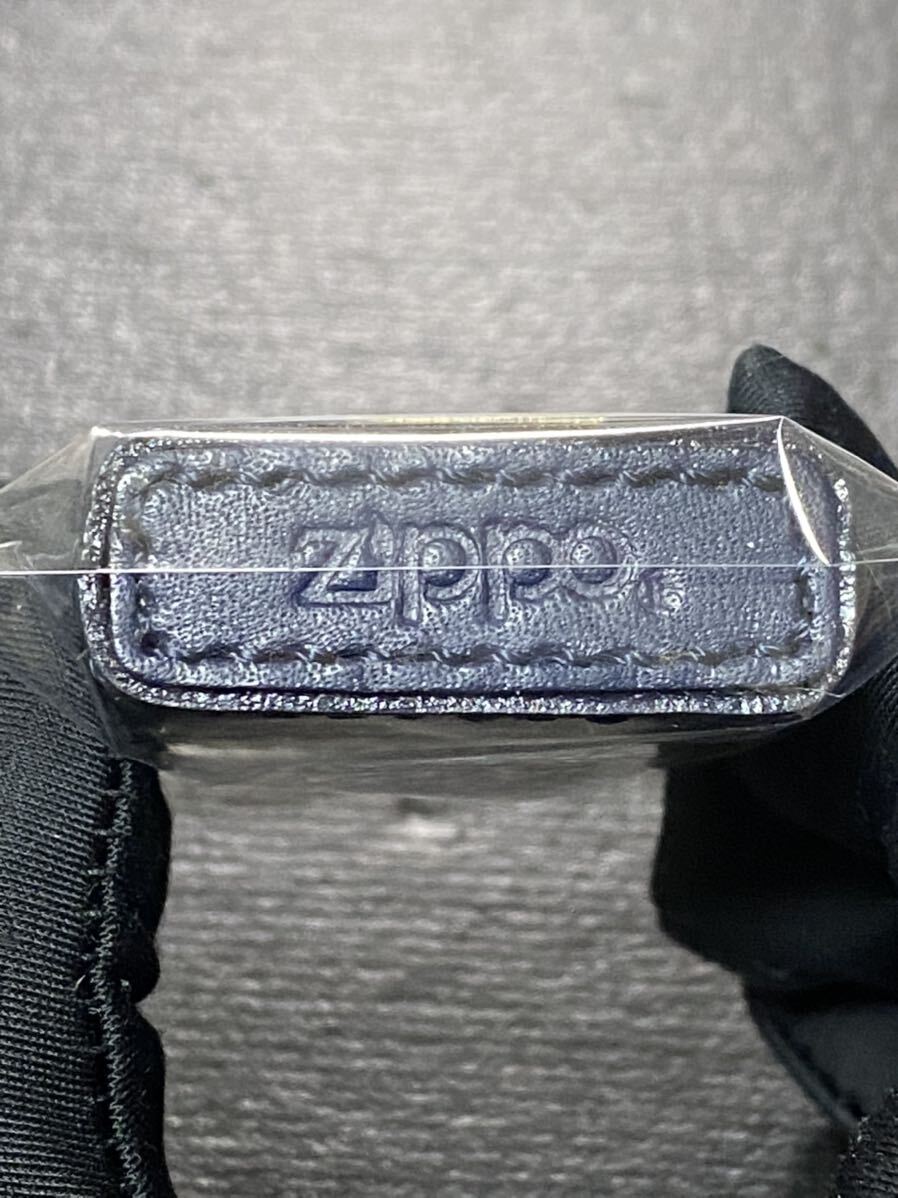 zippo Peace MEDIUM 青 本革 限定品 希少モデル ヴィンテージ ピース ゴールドインナー 1999年製 専用ケース 保証書付き_画像3